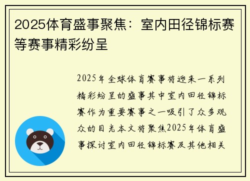2025体育盛事聚焦：室内田径锦标赛等赛事精彩纷呈